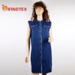 Ladies knitted dress, with denim fabric