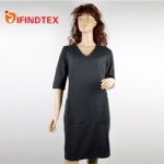 Ladies knitted dress, with roma,  100%polyester
