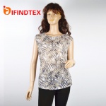 Ladies knitted T-shirt, 63%polyester 37% cotton
