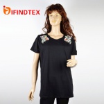 Ladies knitted T-shirt,  jersey sequin embroidery