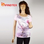 Ladies jerseyT-shirt, satin with print in front