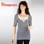 Ladies knitted T-shirt, with chemical lace