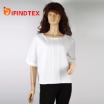 Ladies T-shirt, jacquard fabric in front, and  terry fabric in the back