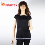 Ladies knitted T-shirt, with roma fabric andhot fix rhinestone