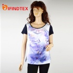 Ladies T-shirt, satin and jersey fabric