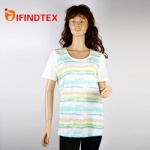 Ladies knitted T-shirt, with jersey fabric