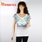 Ladies knitted T-shirt, with jersey fabric