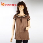 Ladies knitted T-shirt, with jersey fabric, 100%cotton