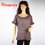 Ladies knitted T-shirt, with jersey fabric  100%cotton