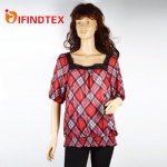 Ladies top, with woven fabric