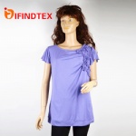 Ladies knitted T-shirt, 50%rayon 50%polyester