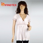 Ladies knitted T-shirt, with lace and  jersey fabric