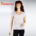 Ladies knitted T-shirt, with chemical lace and jersey fabric