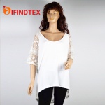 Ladies knitted T-shirt, with lace and jersey fabric