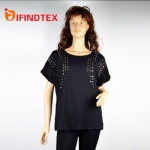 Ladies knitted T-shirt, with  jersey sequin embroidery  100%cotton