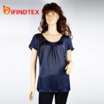 Ladies T-shirt, 100%polyester in the front, 95%viscose 5%elastane in the back