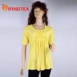 Ladies knitted T-shirt, 60%cotton 40%polyester