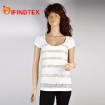 Ladies knitted T-shirt, with hot fix rhinestone 92%cotton 8%elastane