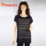 Ladies knitted T-shirt, with hot fix rhinestone 100%viscose