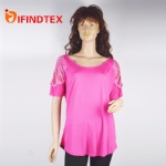 Ladies kintted T-shirt, with hot fix rhinestone, 100%viscose