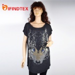 Ladies cotton T-shirt, with hot fix rhinestone  97%viscose  5%elastane