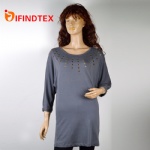 Ladies knitted top, with jersey fabric