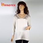Ladies knitted top, 100%polyester in front, 100%viscose in the back
