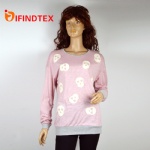 Ladies knitted top, with jersey fabric and embroider