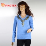 Ladies knitted top, 70%cotton 30%polyester