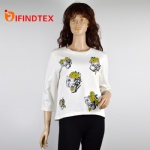 Ladies knitted pullover, with terry fabric