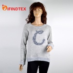 Ladies knitted pullover, with terry fabric