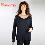 Ladies top, with chiffon and jersey,  95%viscose 5%elastane