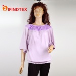 Ladies knitted top, with jersey and lace
