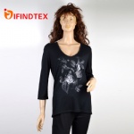 Ladies knitted top, 50%viscose 50%polyester