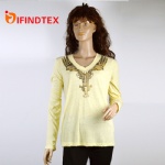 Ladies knitted top, 70%cotton 30%polyester