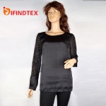 Ladies top, with chiffon and beaded  embroider    100%polyester