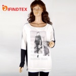 Ladies knitted top, with chiffon in front, lyocell in the back, and 100%cotton inside
