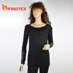 Ladies knitted top, 100%viscose   sleeves:92%polyester 8%elasntane