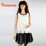 Ladies knitted dress, with embroider and mesh