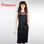 Ladies knitted dress, with roma fabric and mesh