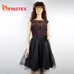 Ladies dress with lace, lurex and mesh