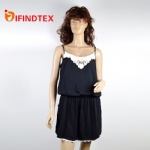 Ladies knitted dress, with jersey fabric and embroider, 88%cotton 12%polyester