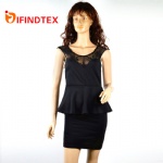 Ladies knitted dress, with roma fabric and lace