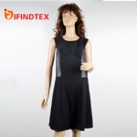 Ladies knitted dress,  with roma fabric and PU