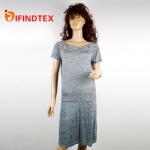 Ladies knitted dress,  with chemical lace and jersey fabric,  85%linen 15%cotton