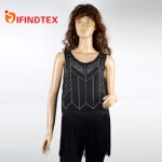 Ladies knitted vest, with chiffon and rivets