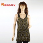 Ladies knitted vest, with 100%cotton jersey fabric, mesh and rivets