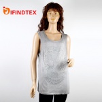 Ladies knitted vest, with 100%cotton jersey fabric and rivets
