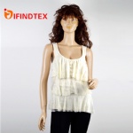 Ladies knitted vest, with rib and mesh  main: 95%cotton 5%elastane  contrast: 100%nylon
