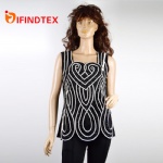 Ladies knitted vest, with mesh and beaded  embroider